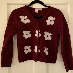Cute retro vintage flower cardigan sweater - cropped - size XS